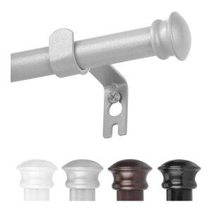 CorkLatta Adjustable Silver Curtain Rod 30-60 Inches - Stainless Steel, Wall Mou